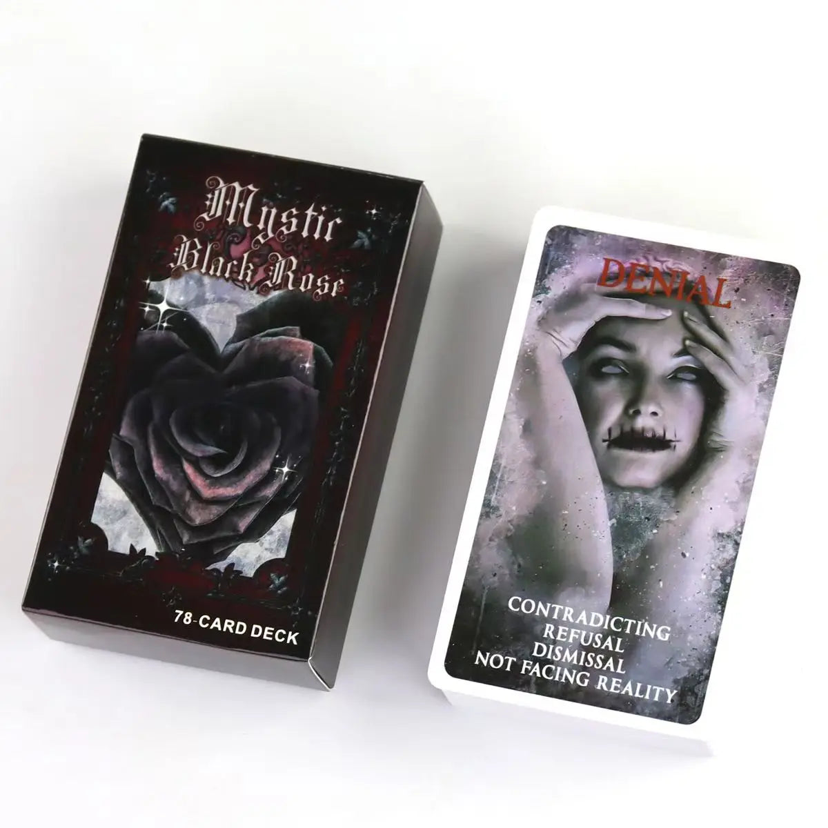 Mystic Black Rose Oracle Deck 78 Pcs Situations Tarot Cards Twin Flame Love Keywords Deck Healing Shadow Work Unique 10.3*6cm