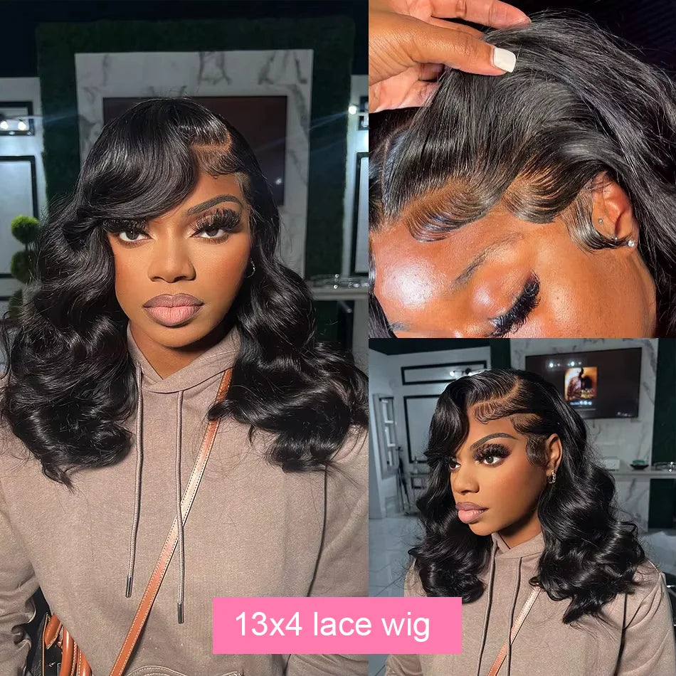 Brazilian Body Wave Short Bob 13x4 13x6 HD Transparent Lace Front Human Hair Wigs 5x5 high density Pre Plucked Lace Frontal Wig