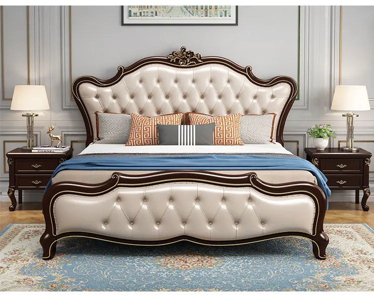 European Luxury Double Bed Modern Whitr King Aesthetic Frame Double Bed High End Sleeping Lit Deux Place Furniture For Bedroom