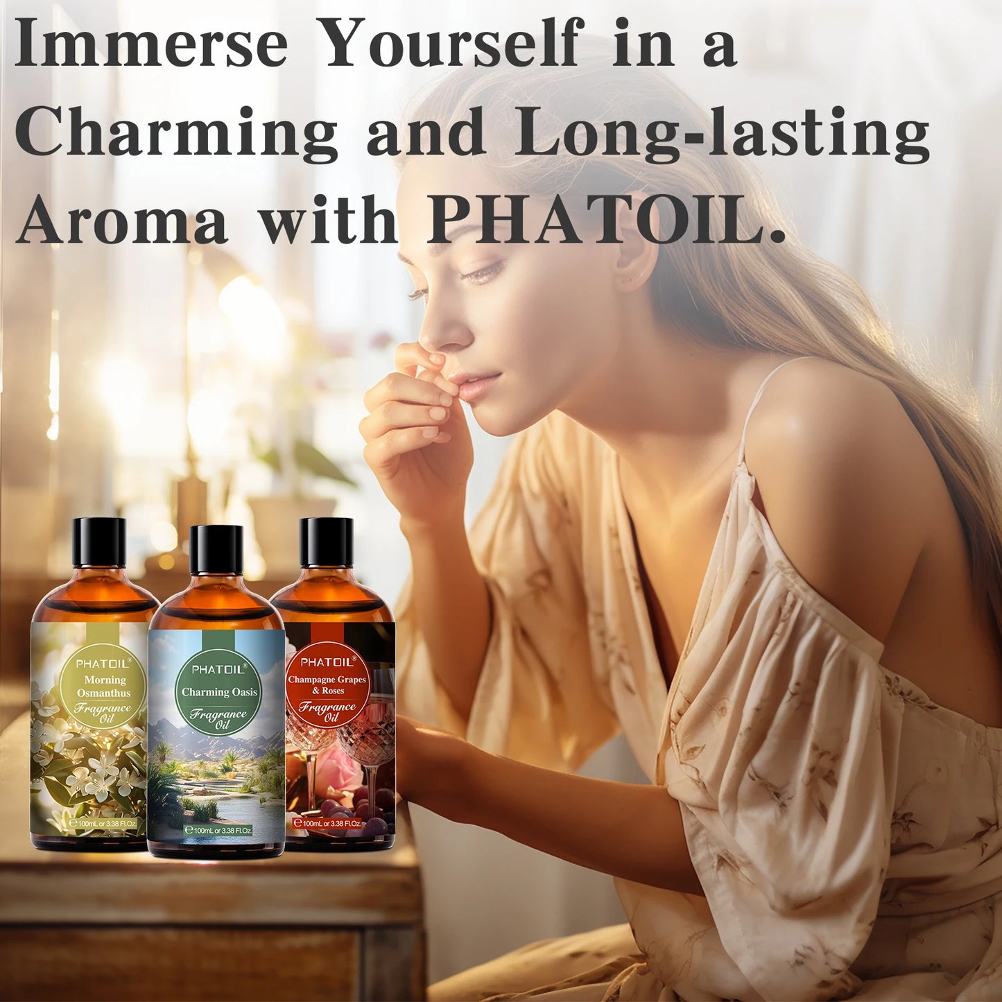 PHATOIL 100ml Fragrance Oil with Glass Dropper Fruit Carnival Almond Vanilla Warm Santal L'aube Rosa Aroma Perfume Oils For DIY