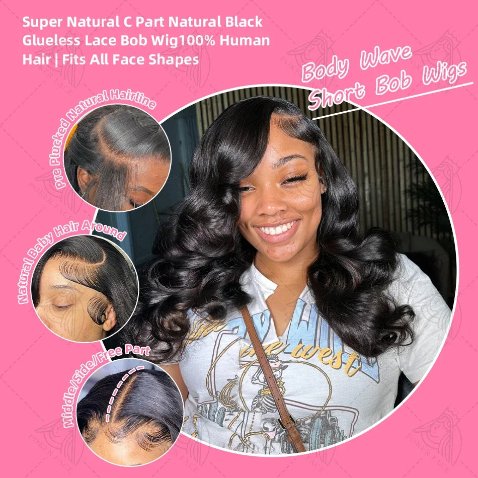 Brazilian Body Wave Short Bob 13x4 13x6 HD Transparent Lace Front Human Hair Wigs 5x5 high density Pre Plucked Lace Frontal Wig