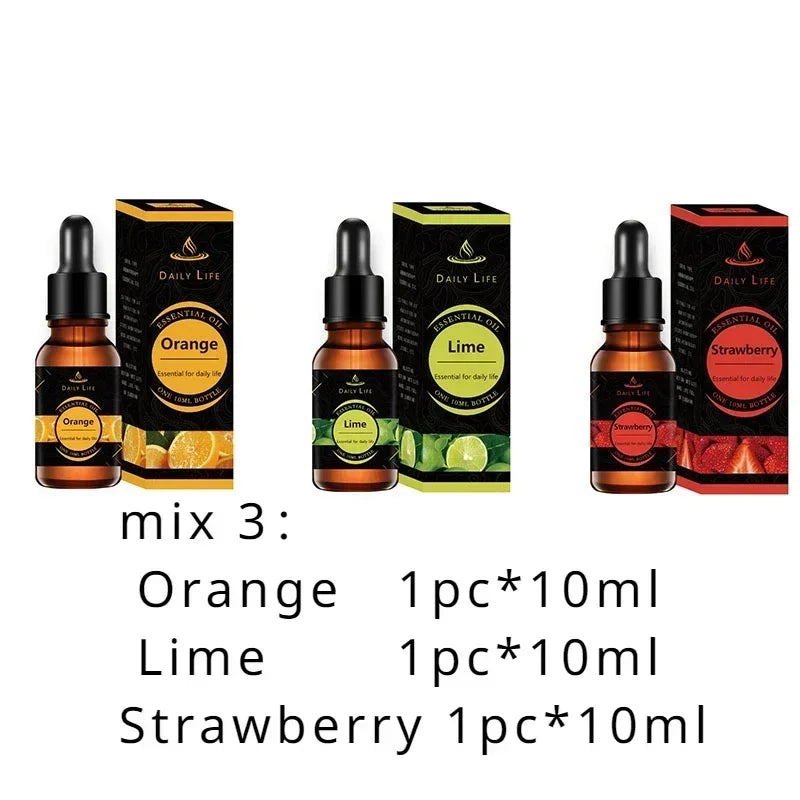 10ml*3pcs Aromatherapy Plant Essential Oil Water-soluble Humidifier Fireless Aromatherapy Refill Liquid Aromatherapy Machine Set