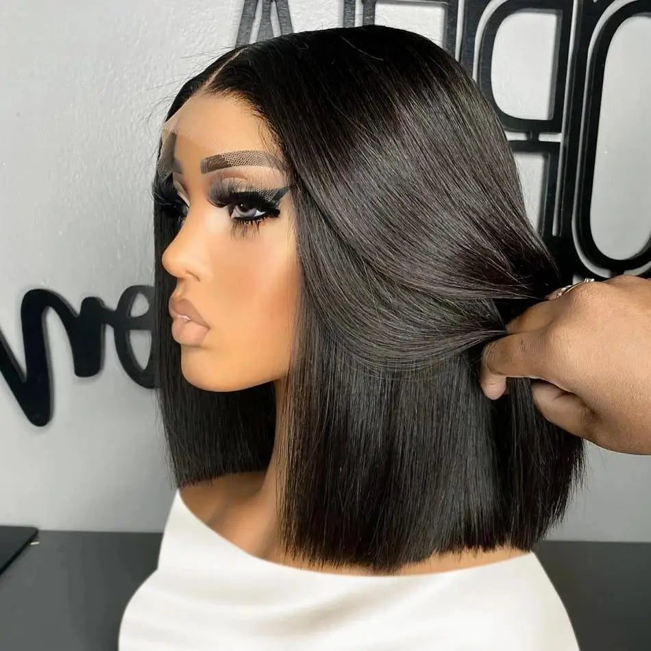 Clearance Sale Human Hair Bob Wig 13x4 Straight Lace Frontal 8-14 Inches Pre Plucked Hair Wigs Brazilian Remy Bone Straight Bob