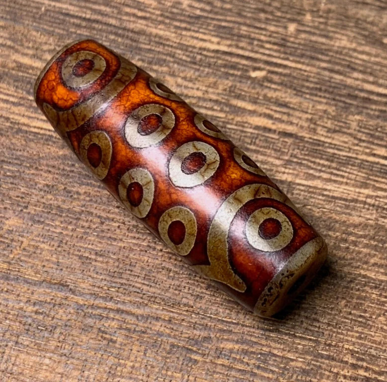 Tibetan Nepalese Himalayan Ancient agate Old Dzi Talisman 21 eye Bead Amulet FYM