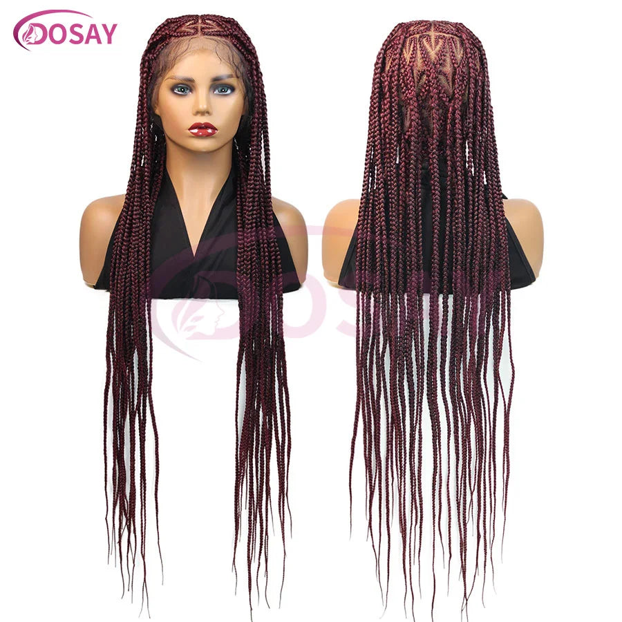 On Sale Heart Box Braids Lace Wig 36 Inches Synthetic Lace Braided Wigs Cornrow Braids Lace Front Wigs For Black Women Clearance