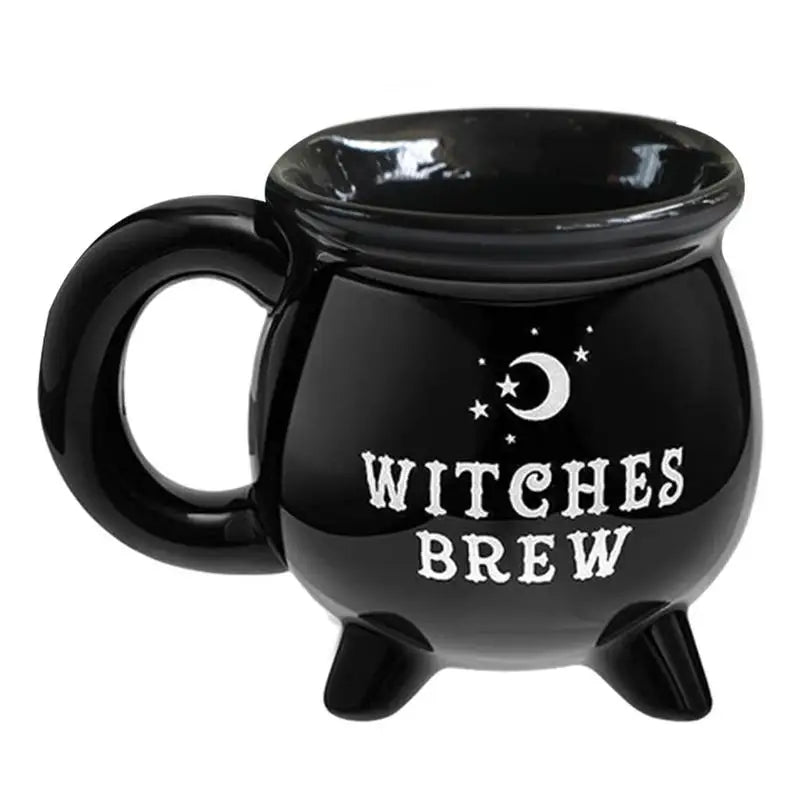 Creative Witches Brew Witch Cauldron Coffee Mug Black Ceramic Coffee Cups Halloween Tabletop Decoration for Halloween