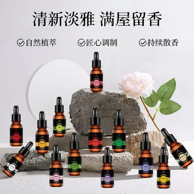 10ml*3pcs Aromatherapy Plant Essential Oil Water-soluble Humidifier Fireless Aromatherapy Refill Liquid Aromatherapy Machine Set