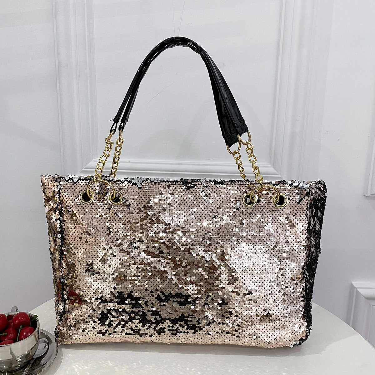 Fashion sequin portable pot bag female large capacity travel single shoulder bag versatile ladies bag