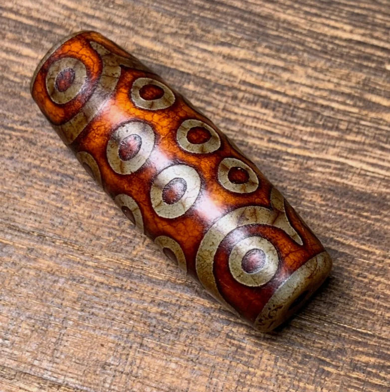 Tibetan Nepalese Himalayan Ancient agate Old Dzi Talisman 21 eye Bead Amulet FYM