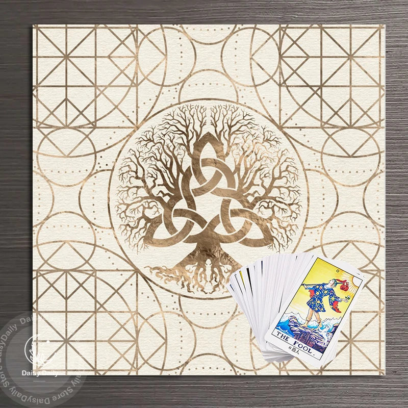 Tree of Life Pendulum Divination Altar Tablecloth Board Game Tarot Pad Rune Table Cloth Astrology Oracles Board Game Mat Square