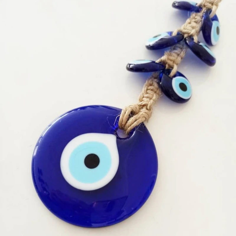 8cm Big Evil Eye Hanging Blue Glass Star of Devid Pendant Solomon Seal Amulet Room Decorate Door Home Ornament Accessory Gift