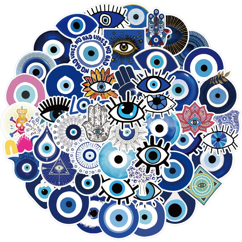 10/30/50pcs Cartoon Turkish Evil Eye Stickers Aesthetic Decals Decoration DIY Phone Notebook Laptop Cool Gothic Graffiti Sticker