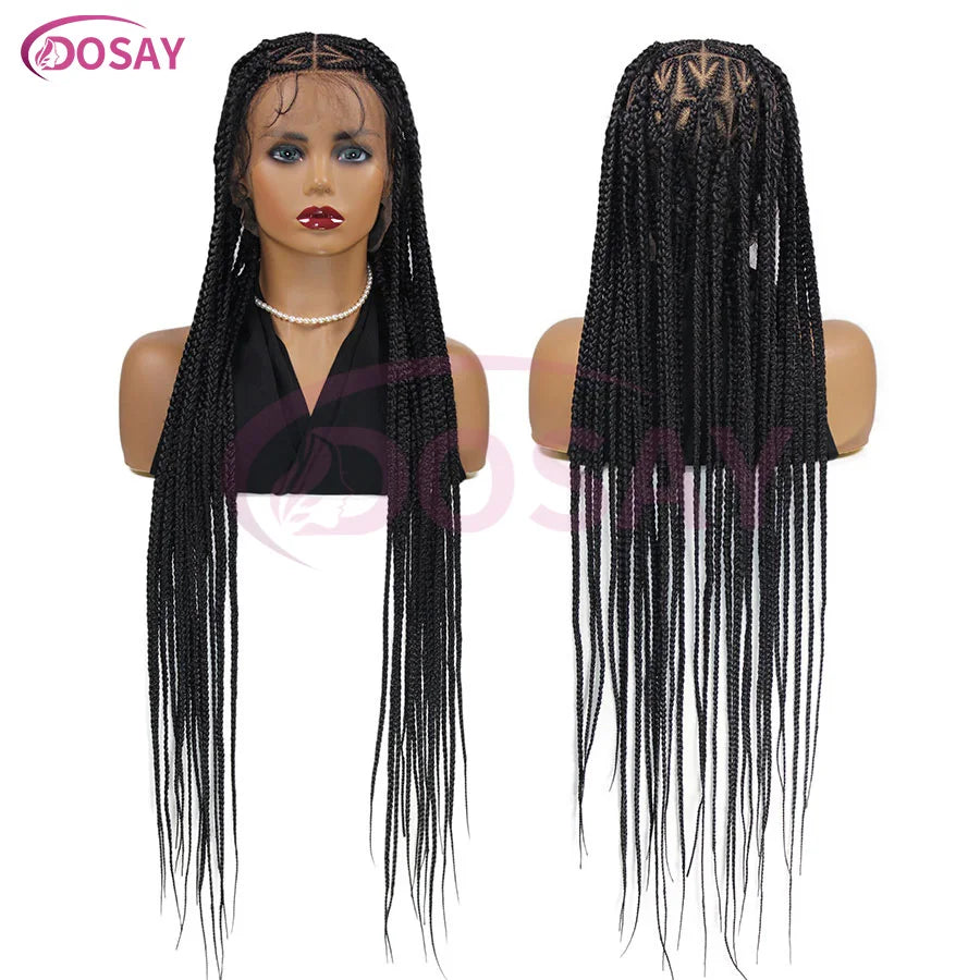 On Sale Heart Box Braids Lace Wig 36 Inches Synthetic Lace Braided Wigs Cornrow Braids Lace Front Wigs For Black Women Clearance