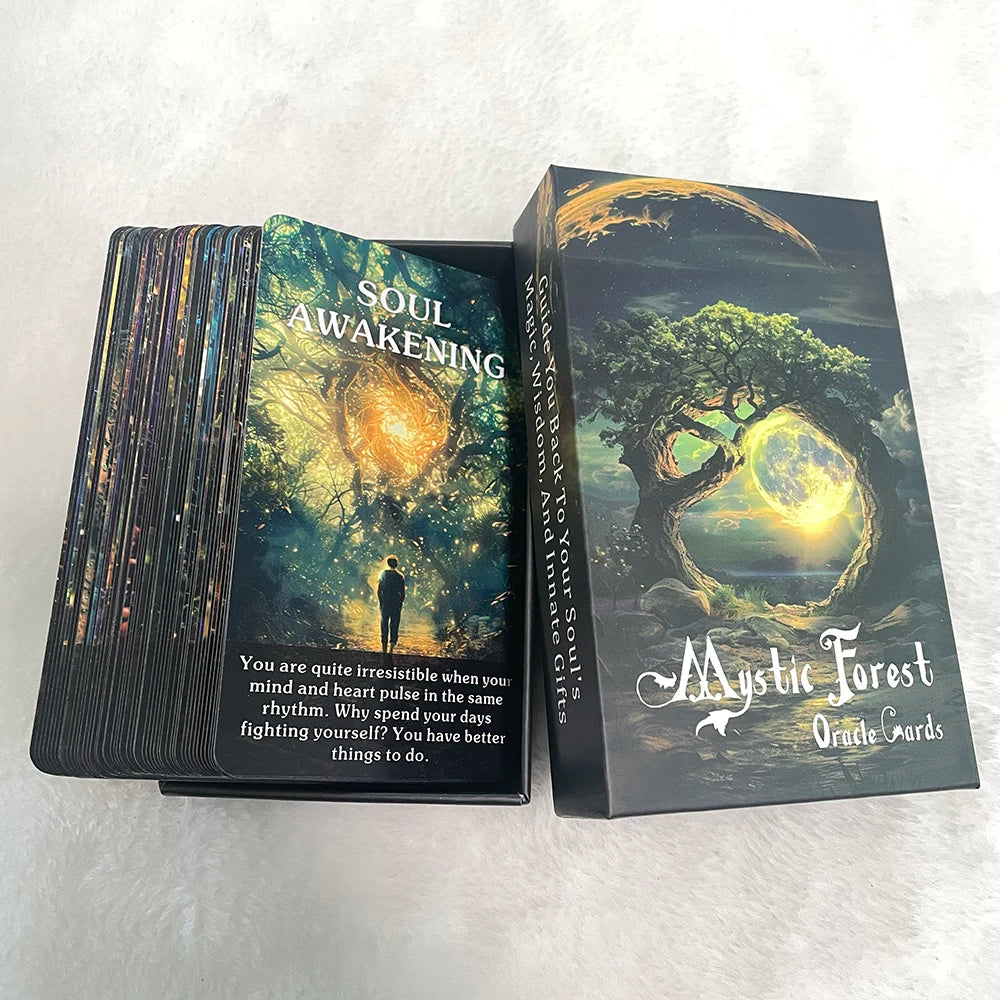 Tarot Deck,Mystic Forest Oracle Cards,Fortune Telling Toys,12x7cm,56-Cards,Prophecy Taro for Beginners,Divination,in Box