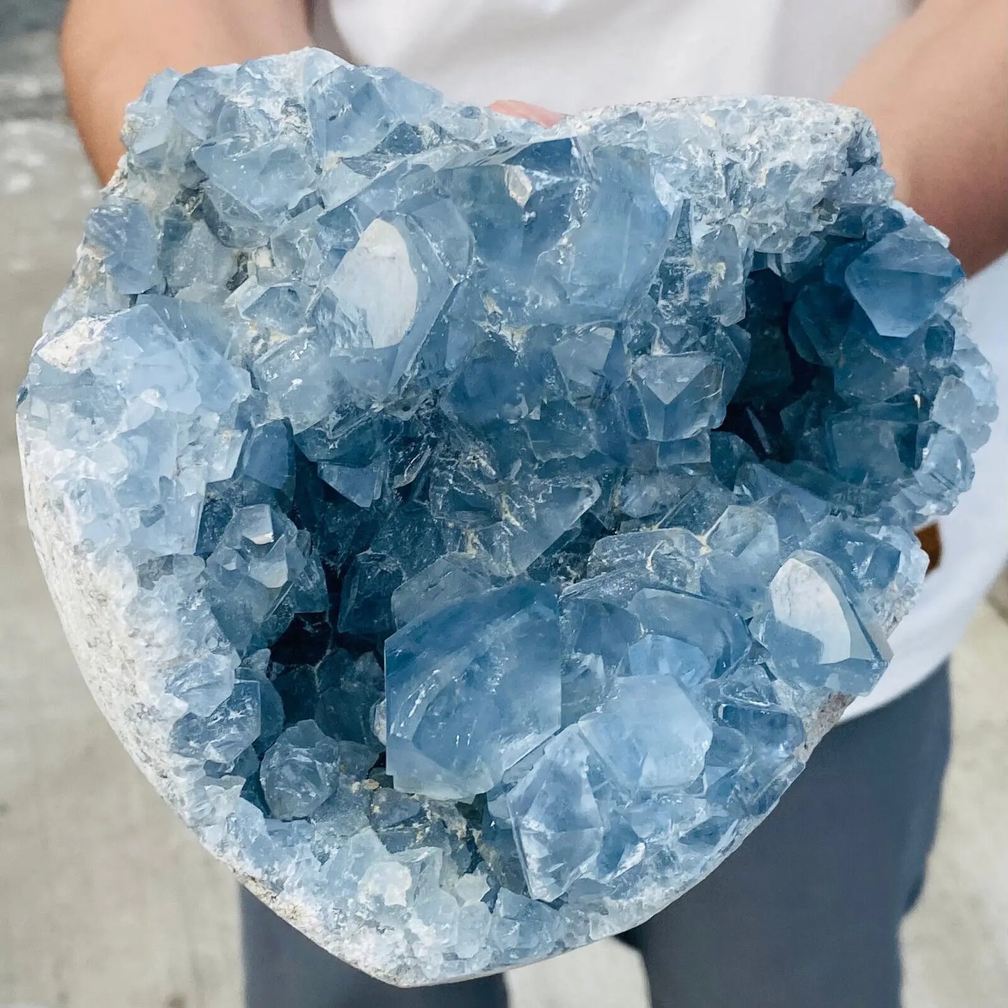 Natural Blue Celestite Geode Quartz Crystal Mineral Specimen Healing