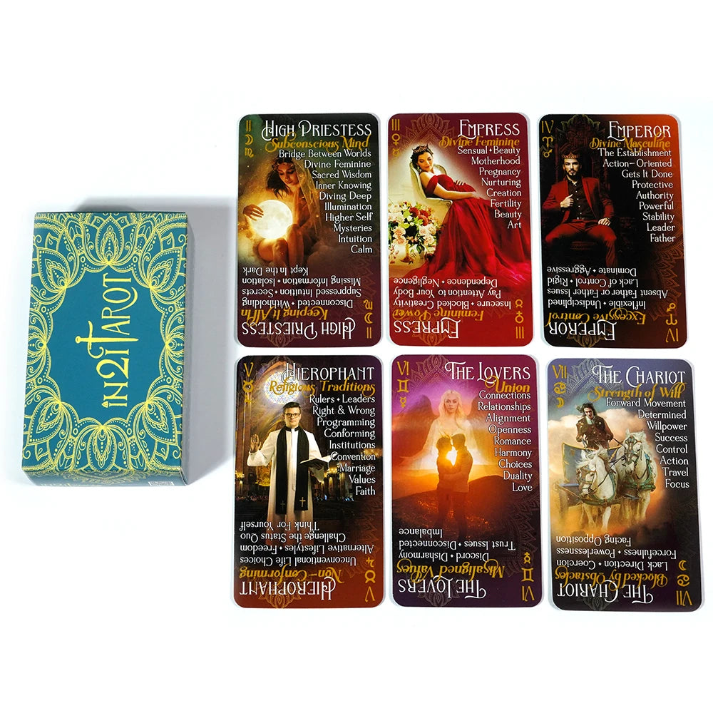 iN2IT Tarot Deck with Keywords 78 Tarot Cards 5 Bonus Oracle Cards. Tarot Card Deck For Beginners Learning Tarot Deck with Meani