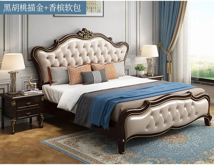 European Luxury Double Bed Modern Whitr King Aesthetic Frame Double Bed High End Sleeping Lit Deux Place Furniture For Bedroom