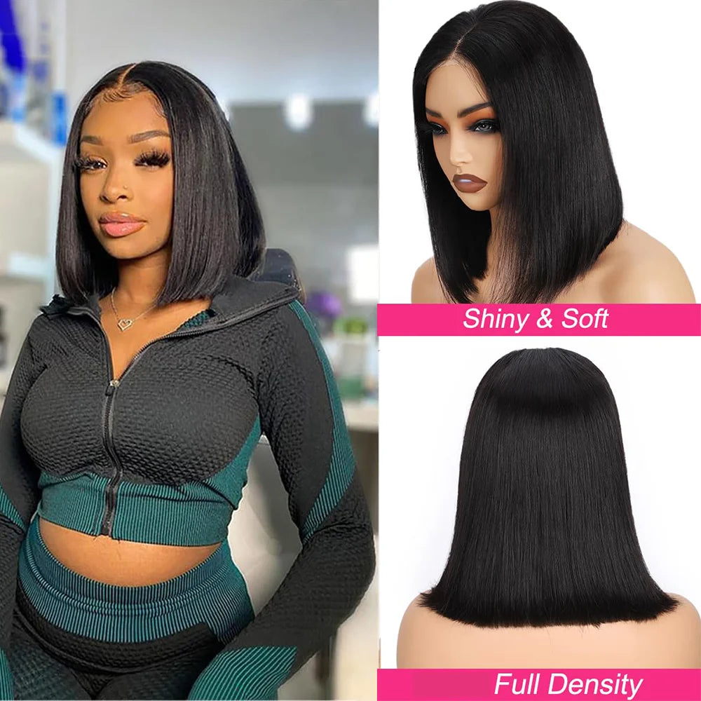 Wear and Go Glueless Wig Bob Human Hair Straight Short Bob Wig Human Hair Gluleless Wigs For Beginner Lace Closure Wig For Women