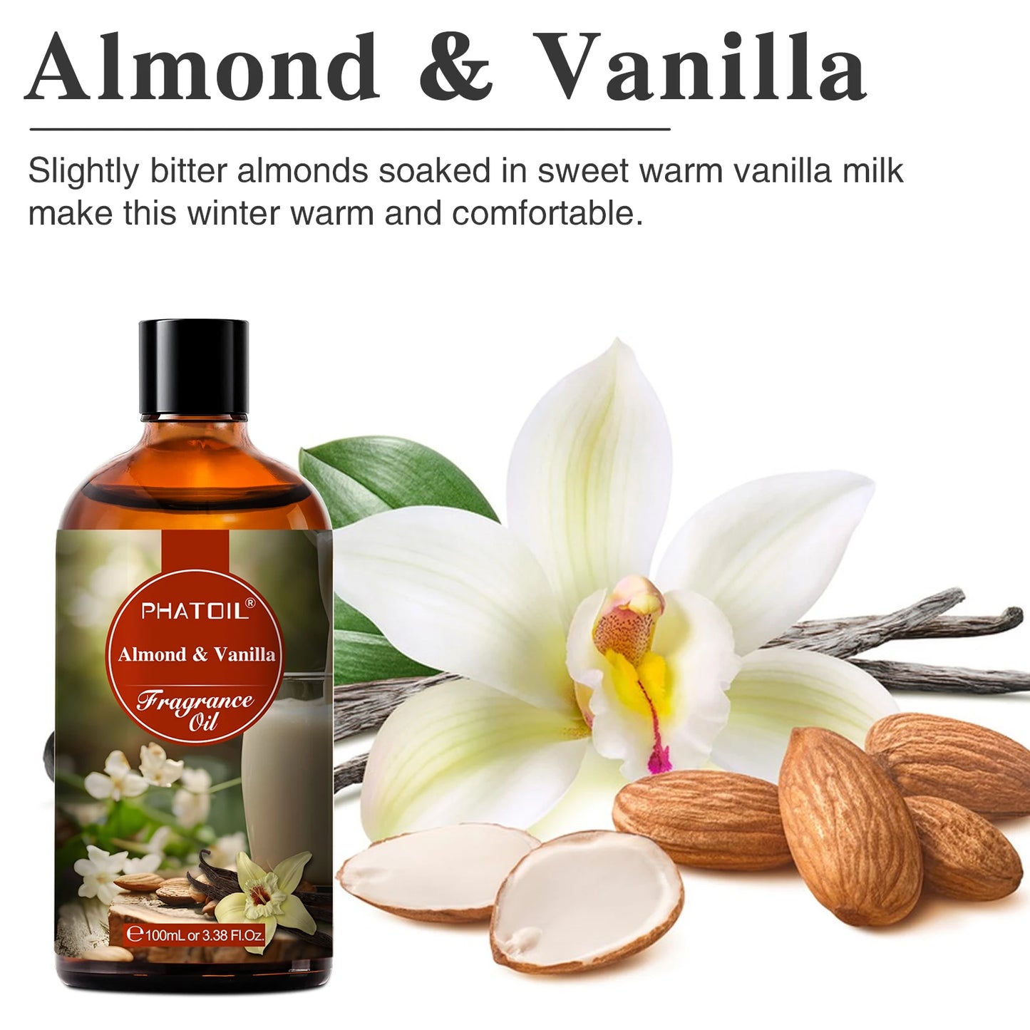 PHATOIL 100ml Fragrance Oil with Glass Dropper Fruit Carnival Almond Vanilla Warm Santal L'aube Rosa Aroma Perfume Oils For DIY