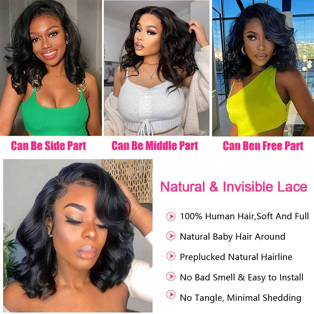 Short Bob Wig Human Hair 13x4 Lace Front Wig Body Wave Brazilian Remy Short Bob Wigs 200 Density 4x4 Lace Closure Body Wave Wigs