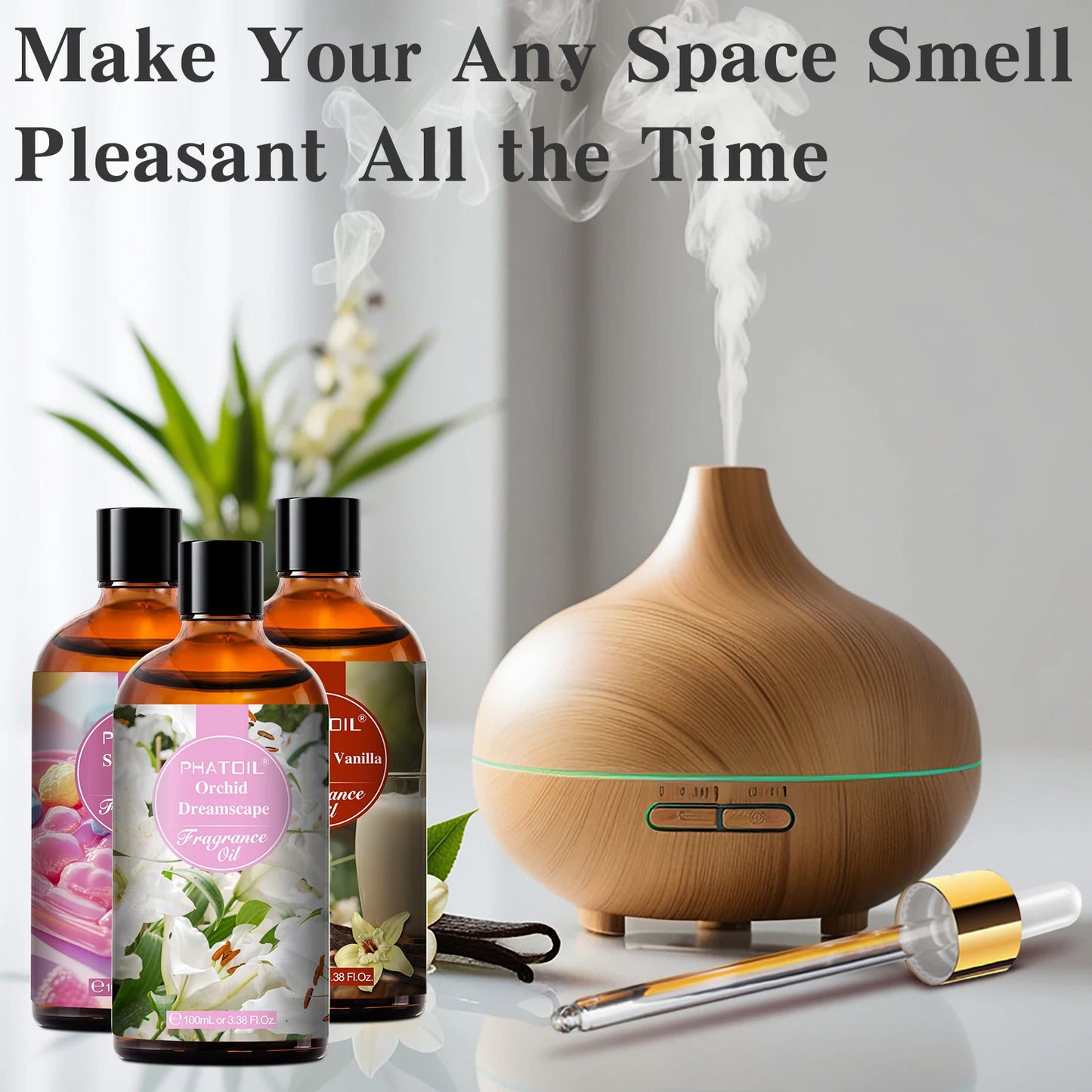 PHATOIL 100ml Fragrance Oil with Glass Dropper Fruit Carnival Almond Vanilla Warm Santal L'aube Rosa Aroma Perfume Oils For DIY