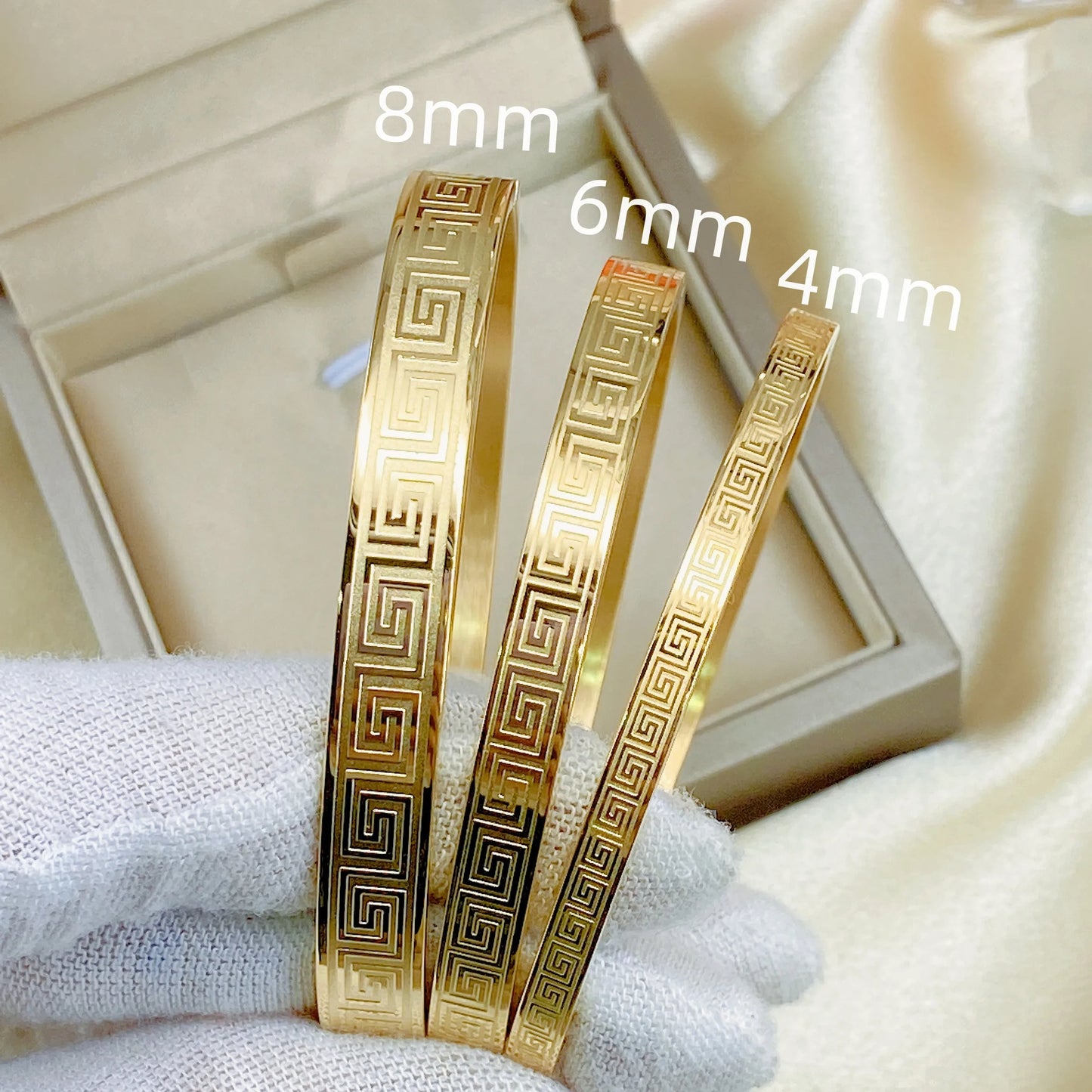 Stainless Steel fashion couple bracelet Classic fashion Maze Print women's jewelry anniversary Gift Multi-size