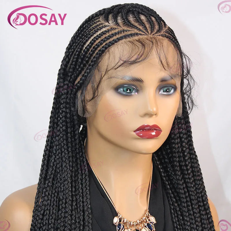 36" Cornrow Braids Hair Wig Synthetic Braided Wigs For Women Full Lace Cornrow Braid Wig Braid African Knotless Box Braided Wigs