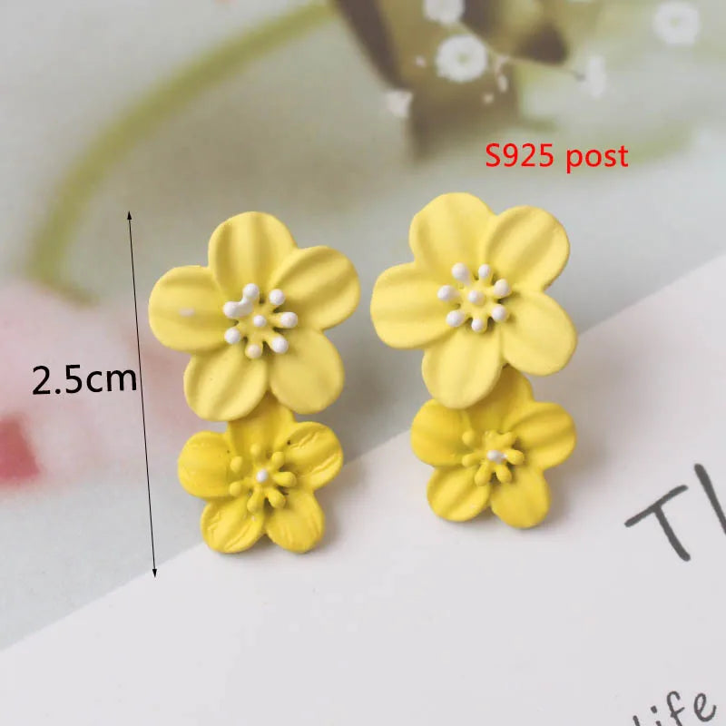 Yellow Color Hanging Earrings for Women Flower Dangle Earrings Korean Fashion Women's Earrings Party Gift pendientes mujer