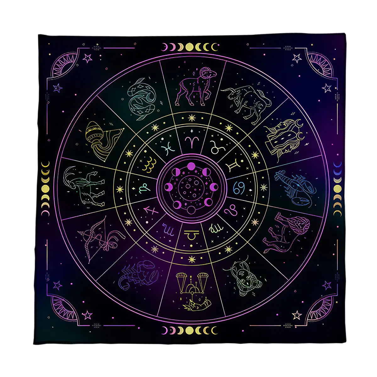 Tarot Tablecloth 12 Constellations Divination Altar Cloth Board Game Witchcraft Astrology Oracle Cards Pads For Room Home Decor