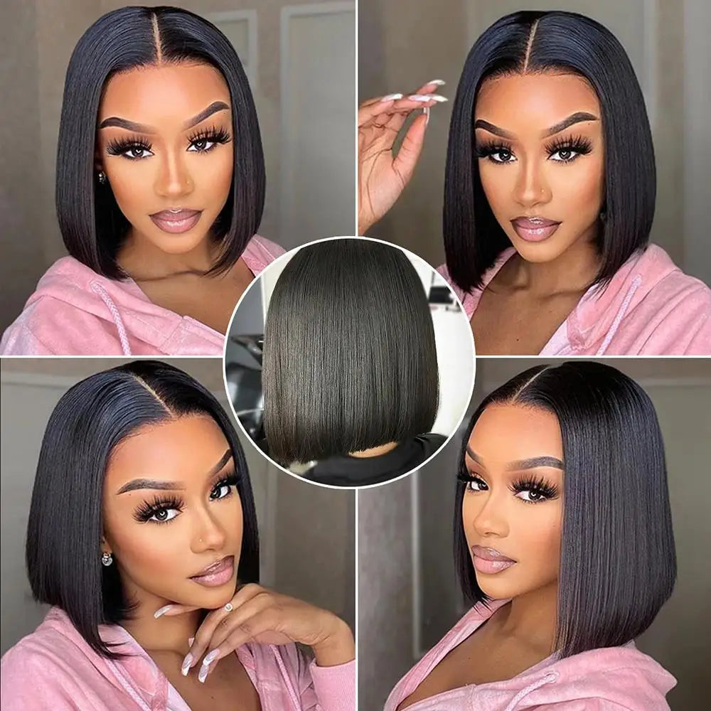 Clearance Sale Human Hair Bob Wig 13x4 Straight Lace Frontal 8-14 Inches Pre Plucked Hair Wigs Brazilian Remy Bone Straight Bob