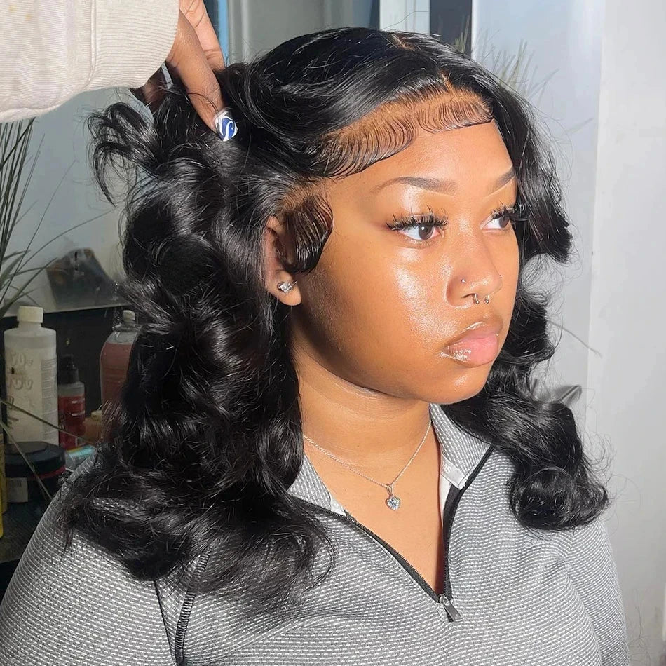 Brazilian Body Wave Short Bob 13x4 13x6 HD Transparent Lace Front Human Hair Wigs 5x5 high density Pre Plucked Lace Frontal Wig