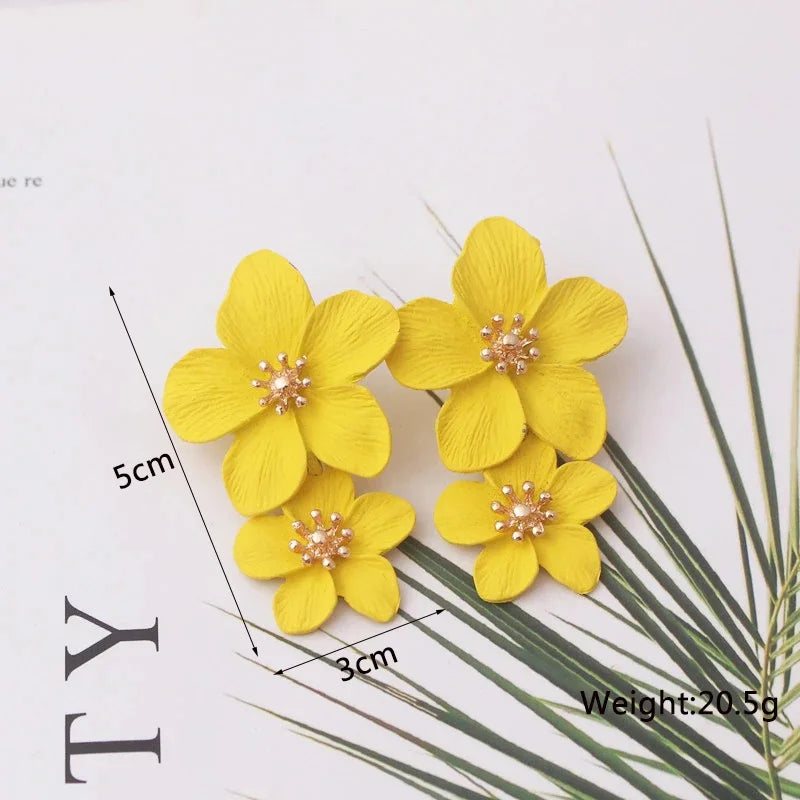 Yellow Color Hanging Earrings for Women Flower Dangle Earrings Korean Fashion Women's Earrings Party Gift pendientes mujer