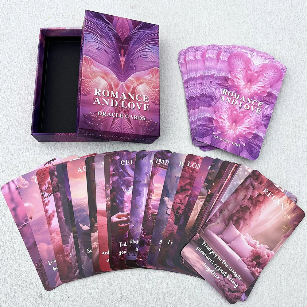 Romance and Love Oracle Cards Tarot English 12x7cm in Box Fortune Telling Toys Prophecy Divination Deck with Keywords 50-cards