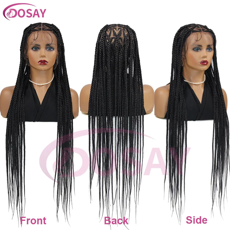 On Sale Heart Box Braids Lace Wig 36 Inches Synthetic Lace Braided Wigs Cornrow Braids Lace Front Wigs For Black Women Clearance