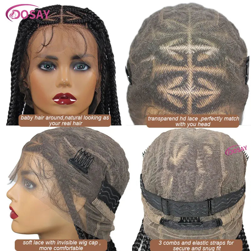 On Sale Heart Box Braids Lace Wig 36 Inches Synthetic Lace Braided Wigs Cornrow Braids Lace Front Wigs For Black Women Clearance