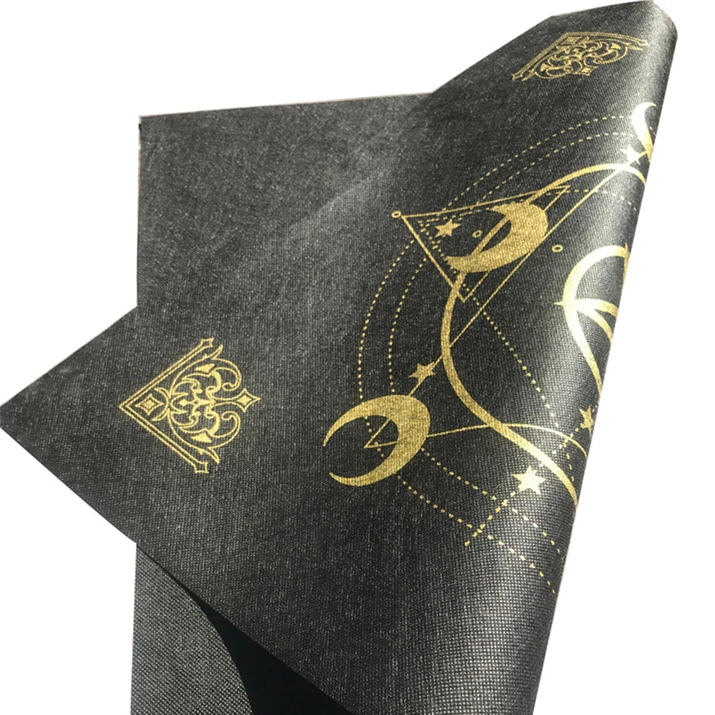 Tarot Card Tablecloth Pentagram Divination Altar Cloth Board Game Fortune Astrology Card Pad Foldable 49x49cm for Solitaire