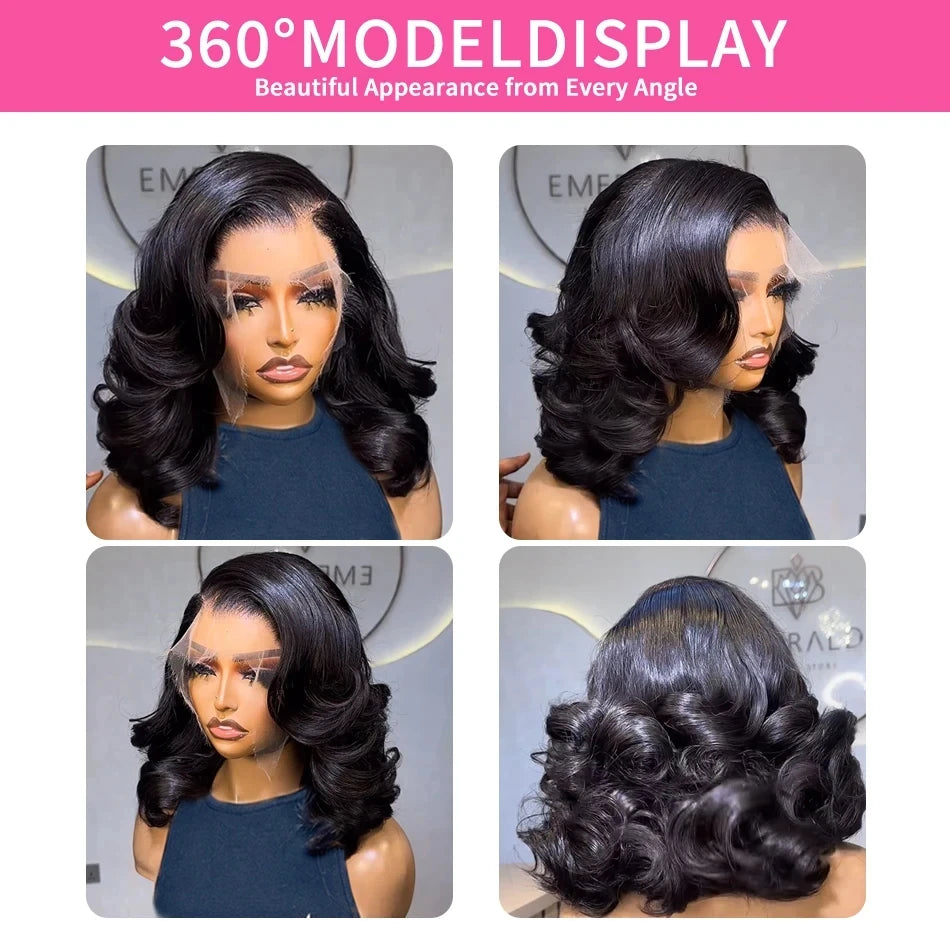 Brazilian Body Wave Short Bob 13x4 13x6 HD Transparent Lace Front Human Hair Wigs 5x5 high density Pre Plucked Lace Frontal Wig