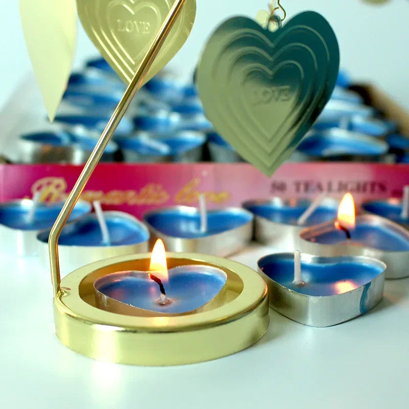 50pcs Heart Aromatherapy Candle Birthday Romantic Smokeless Candle Gift Props Wedding Decoration Round Tea Candle Light Tea Wax