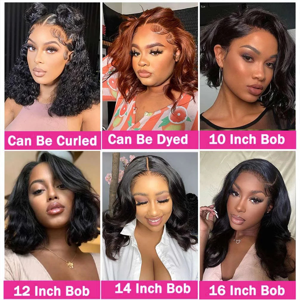 Short Bob Wig Human Hair 13x4 Lace Front Wig Body Wave Brazilian Remy Short Bob Wigs 200 Density 4x4 Lace Closure Body Wave Wigs