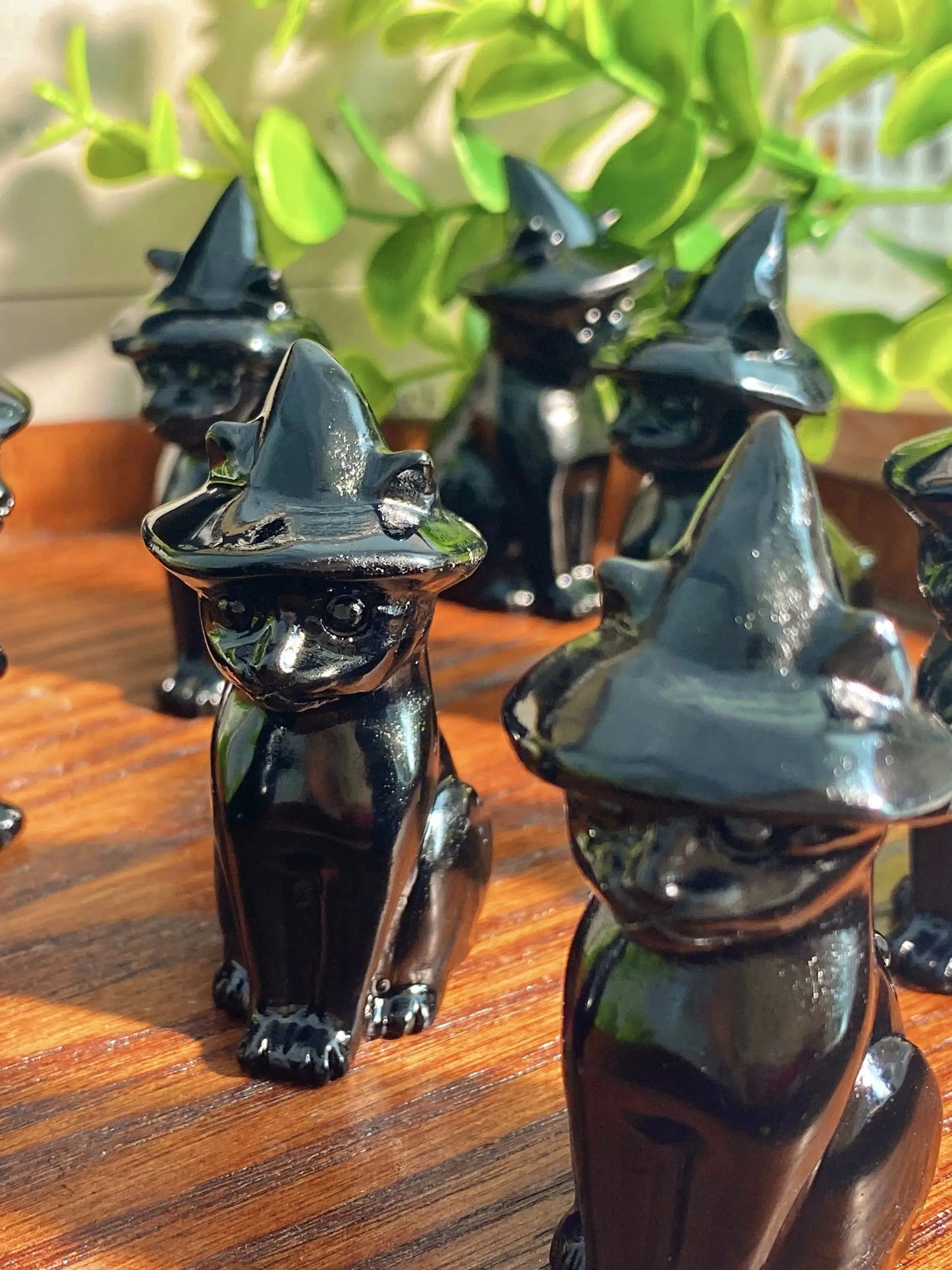 1PC High Quality Halloween Obsidian Wizard Cat Natural Crystal Carving,Gemstone Jewelry,Glitter, Healing crystal,Women gift