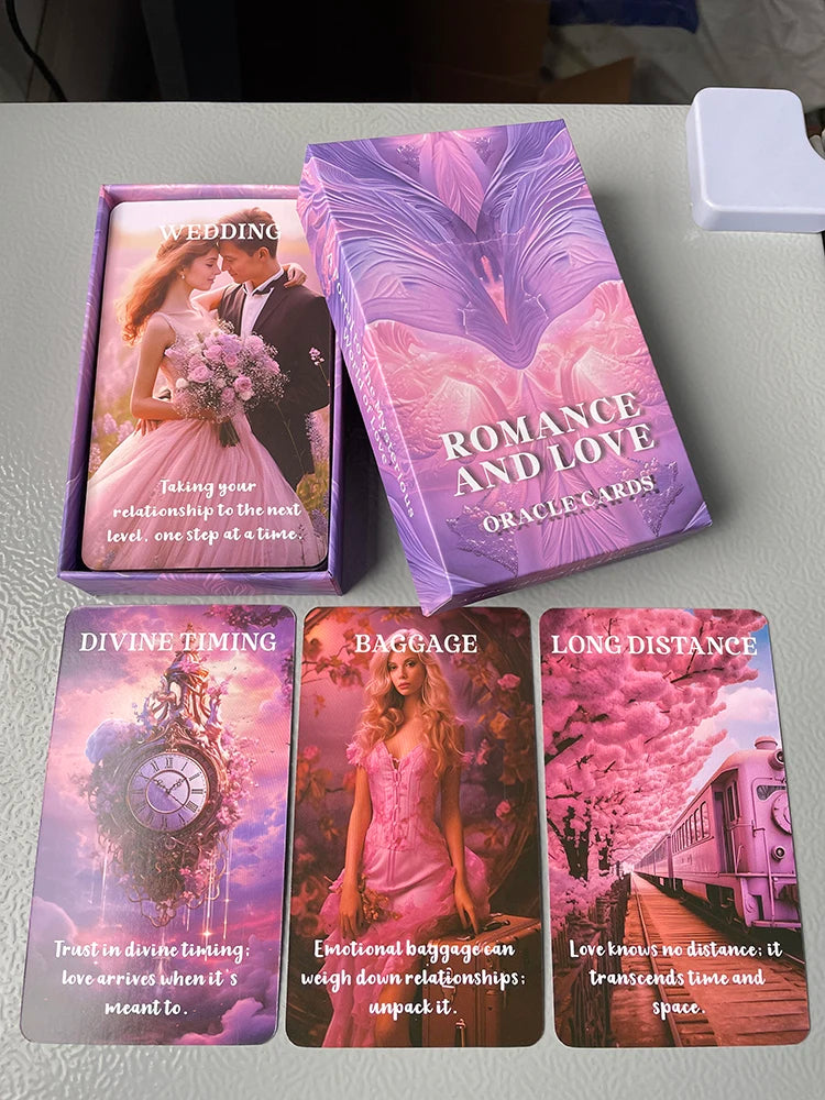 Romance and Love Oracle Cards Tarot English 12x7cm in Box Fortune Telling Toys Prophecy Divination Deck with Keywords 50-cards