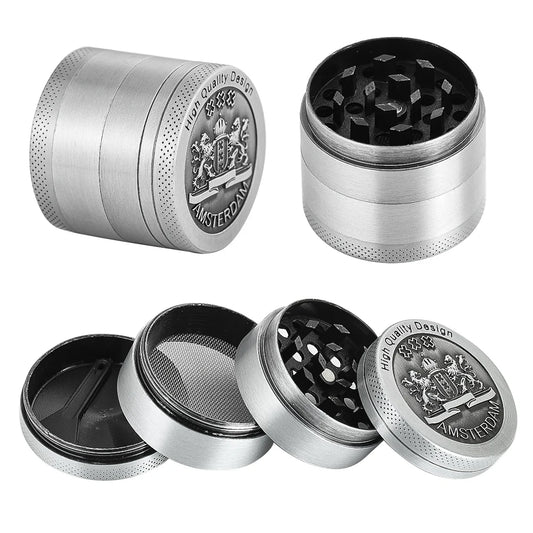 4-layer Herb Spice Grinder Zinc Alloy Amsterdam Herbal Pepper Mill Crusher Grinder Cutter Smoking Accessories Kitchen Tool