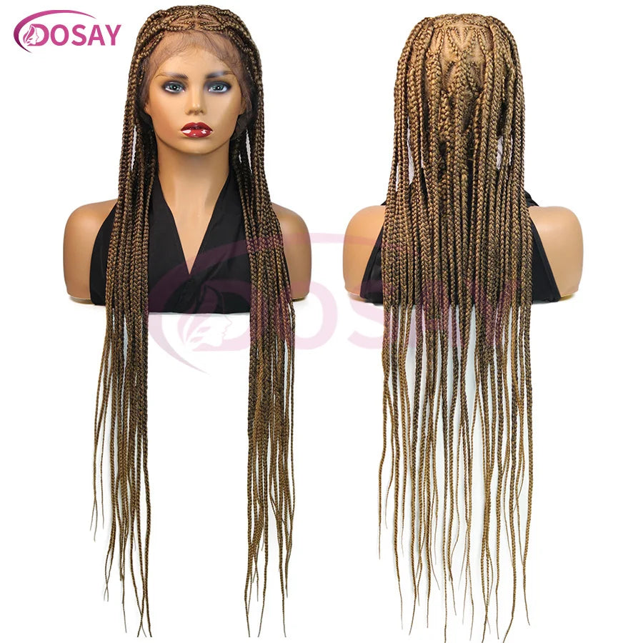 On Sale Heart Box Braids Lace Wig 36 Inches Synthetic Lace Braided Wigs Cornrow Braids Lace Front Wigs For Black Women Clearance