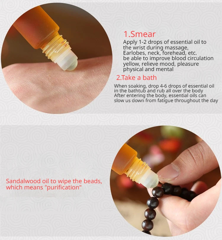 10ml Natural India Old Mountain Sandalwood Essential Oil Indoor Humidifier Air Purification Buddhist Beads Aromatherapy Oil