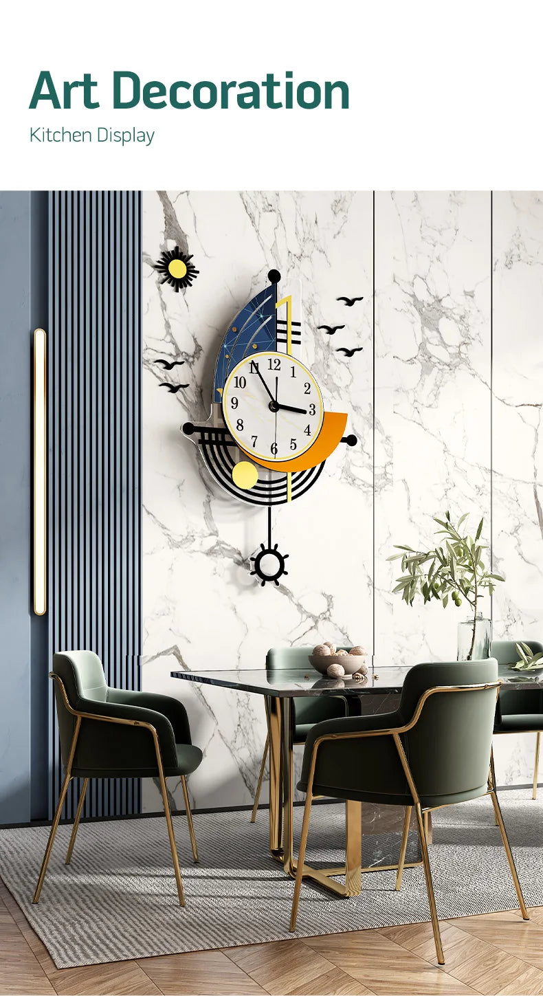 Decorative Wall Clock Navigation Sailboat Creative Design Clock Interior Watch Decoration Living Room Background Wall Decor