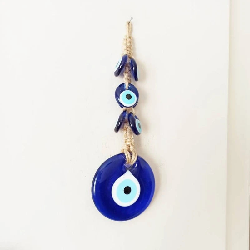 8cm Big Evil Eye Hanging Blue Glass Star of Devid Pendant Solomon Seal Amulet Room Decorate Door Home Ornament Accessory Gift