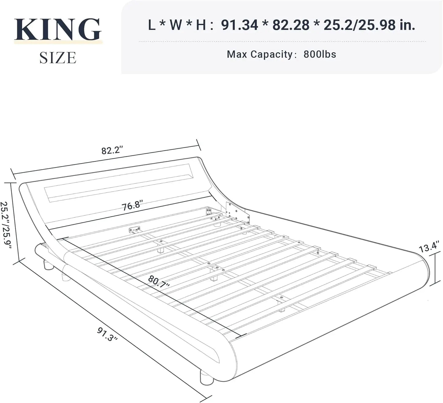 Beds, Full Size LED Platform Bed Frame with Adjustable Headboard/No Box Spring Need/Easy Assembly/Faux Leather in Black, Beds