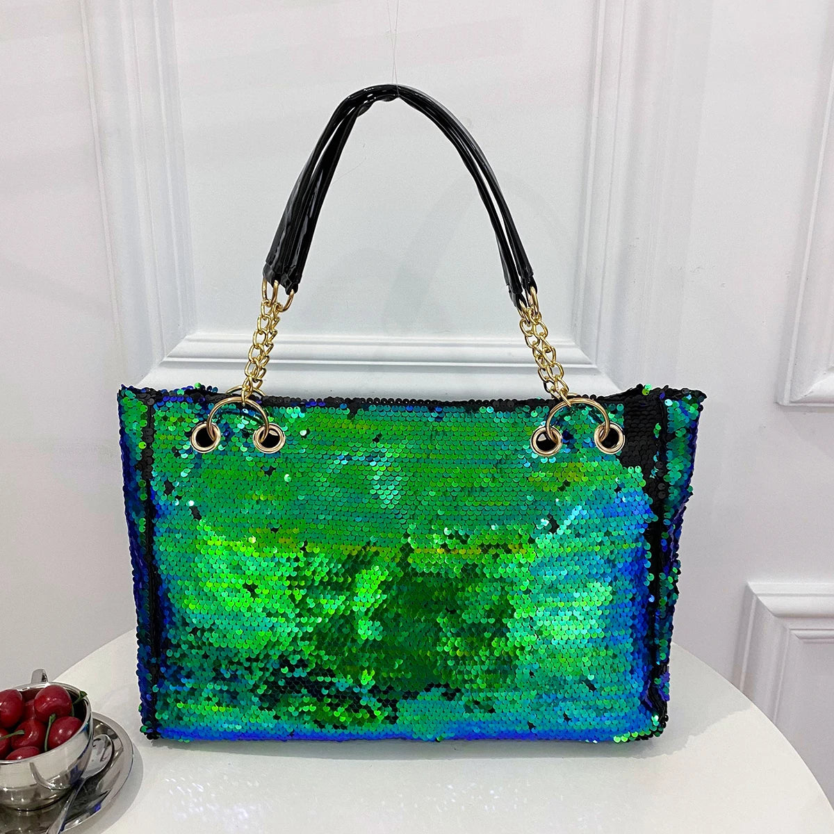 Fashion sequin portable pot bag female large capacity travel single shoulder bag versatile ladies bag