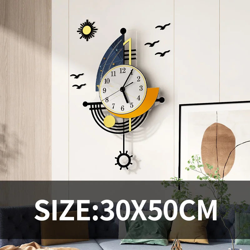 Decorative Wall Clock Navigation Sailboat Creative Design Clock Interior Watch Decoration Living Room Background Wall Decor