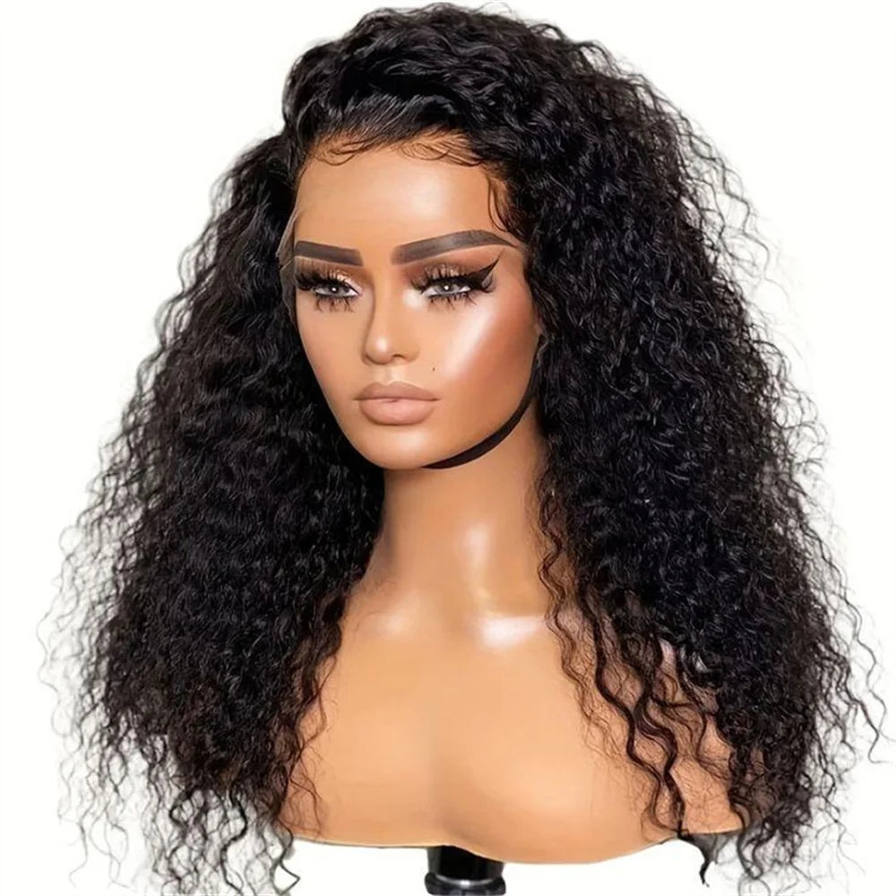 Long Kinky Curly Soft Black 26inch 180Density Lace Front Wig For African Women Babyhair Heat Resistant Preplucked Glueless